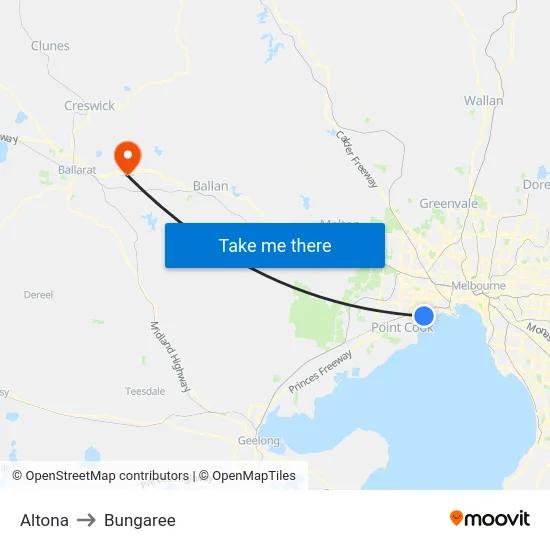 Altona to Bungaree map
