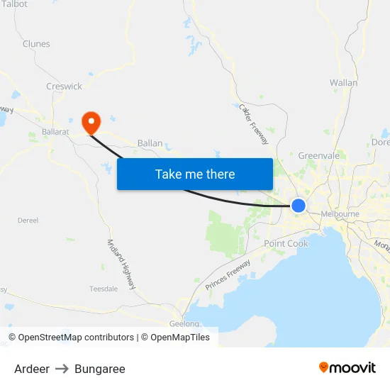 Ardeer to Bungaree map