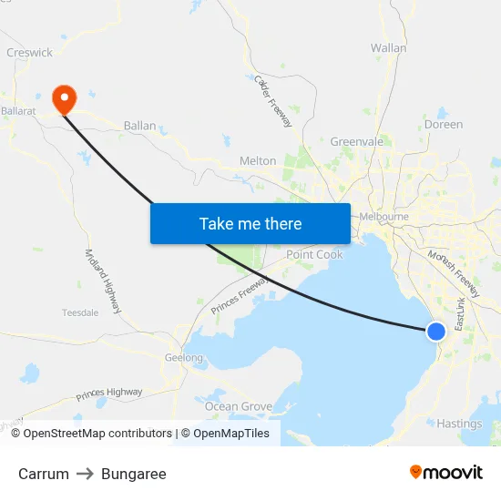 Carrum to Bungaree map