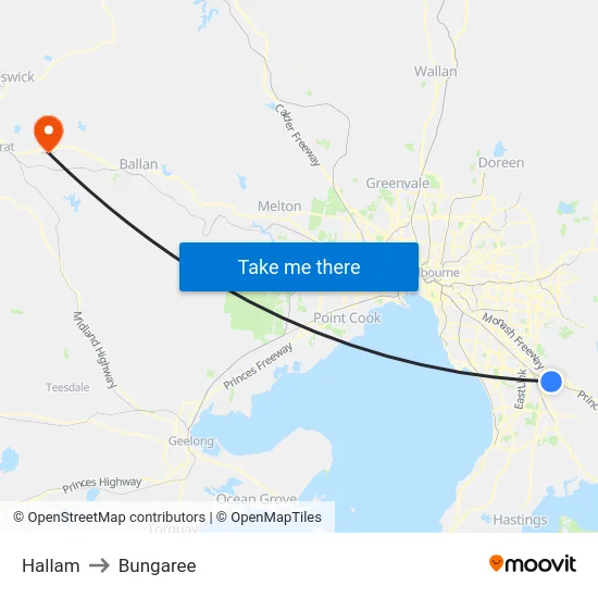 Hallam to Bungaree map