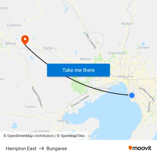 Hampton East to Bungaree map