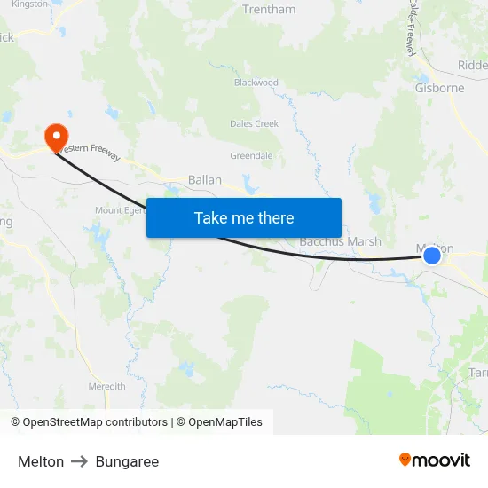 Melton to Bungaree map
