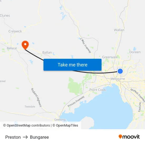 Preston to Bungaree map