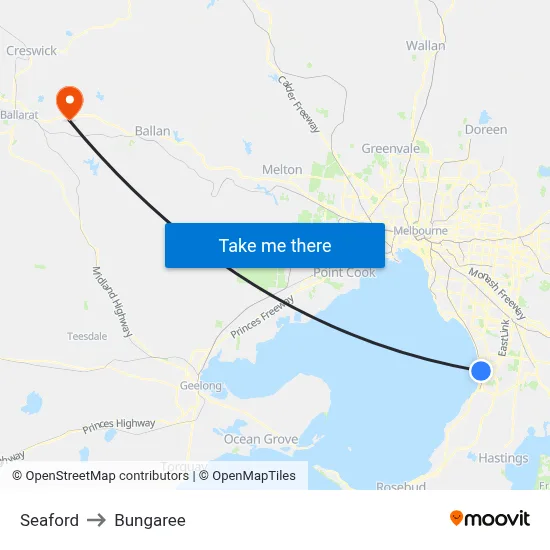 Seaford to Bungaree map