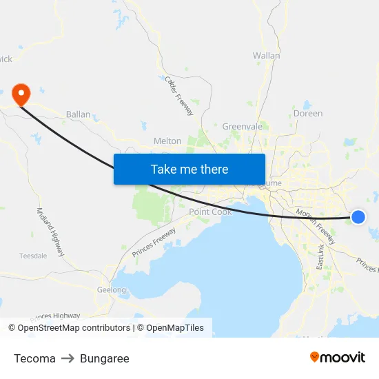 Tecoma to Bungaree map