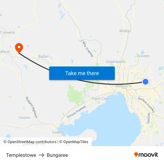 Templestowe to Bungaree map