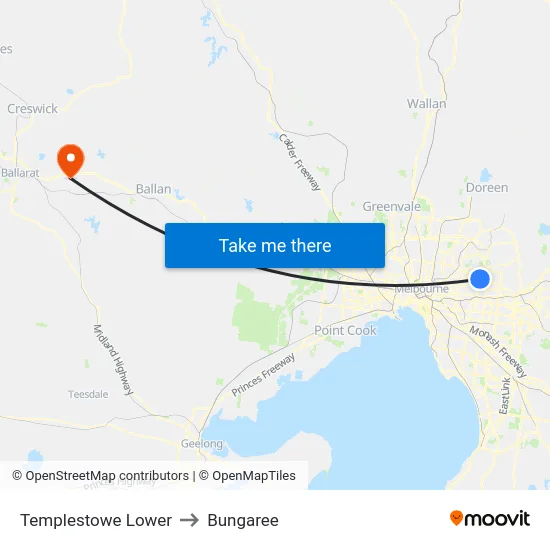 Templestowe Lower to Bungaree map