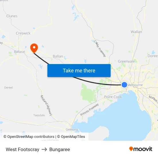 West Footscray to Bungaree map