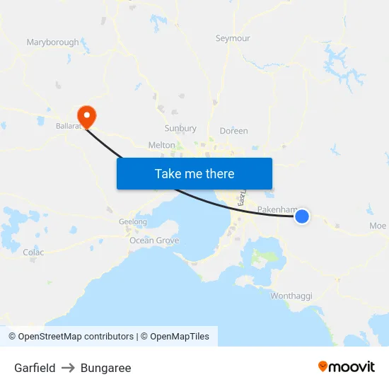 Garfield to Bungaree map