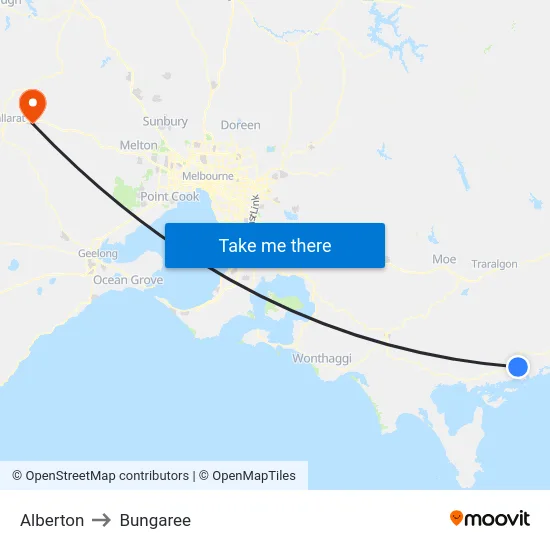 Alberton to Bungaree map