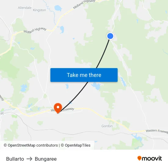 Bullarto to Bungaree map