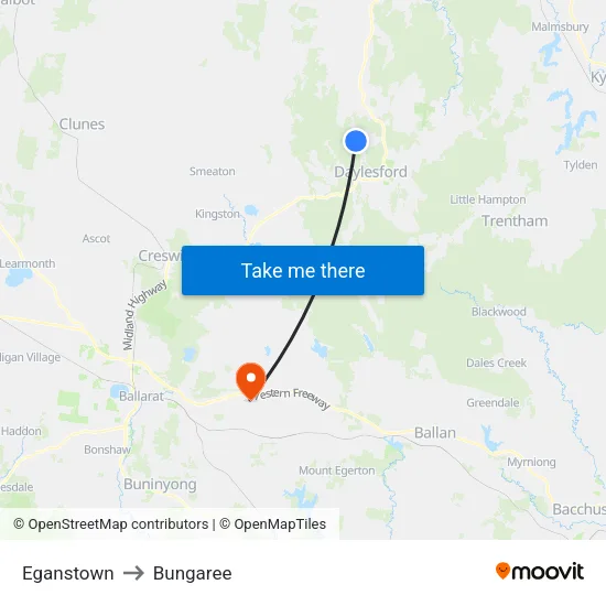 Eganstown to Bungaree map