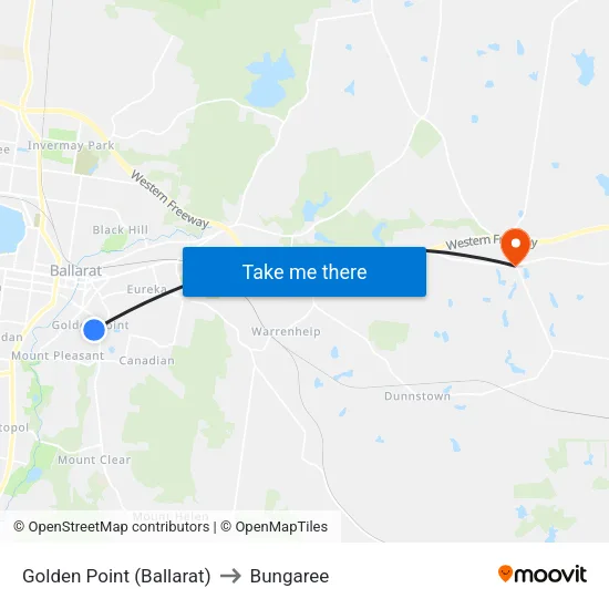 Golden Point (Ballarat) to Bungaree map