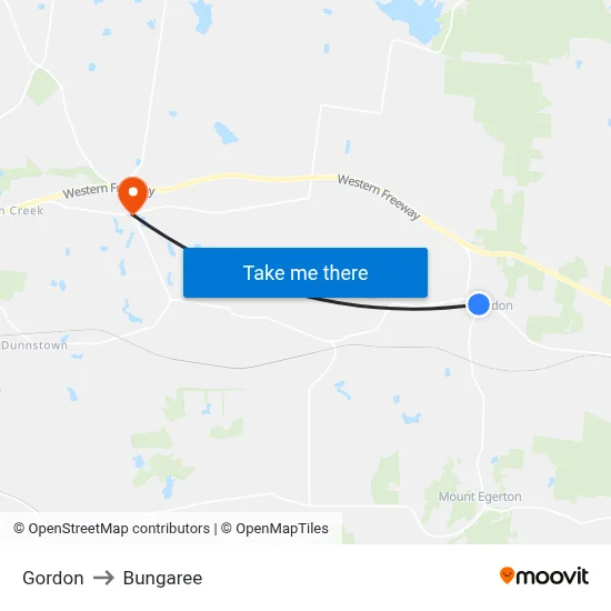 Gordon to Bungaree map