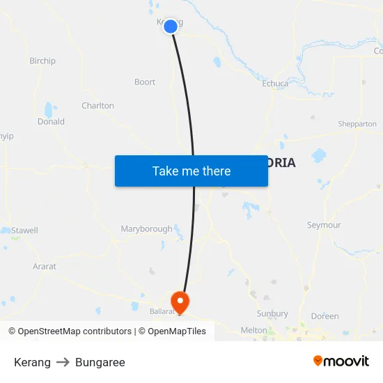 Kerang to Bungaree map