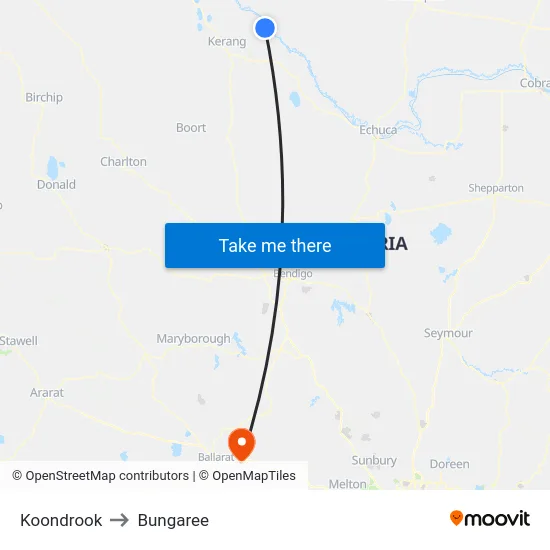 Koondrook to Bungaree map