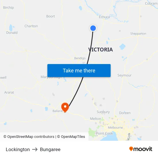 Lockington to Bungaree map