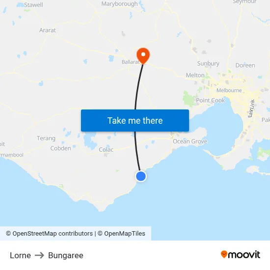 Lorne to Bungaree map