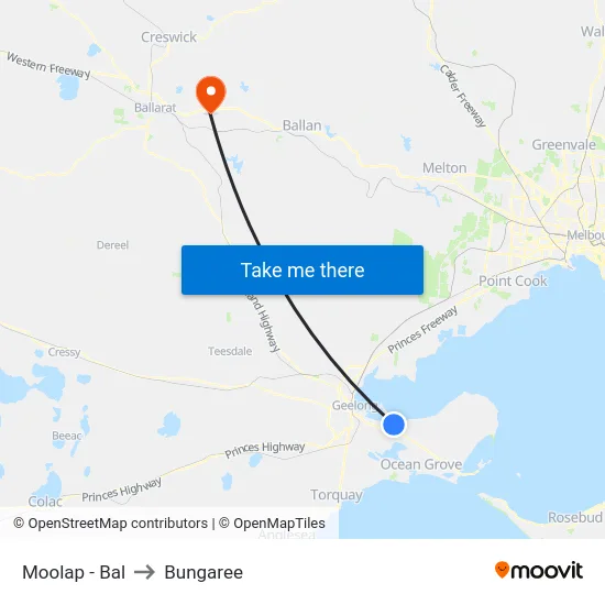 Moolap - Bal to Bungaree map
