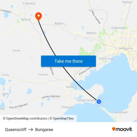 Queenscliff to Bungaree map