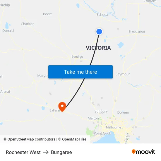 Rochester West to Bungaree map