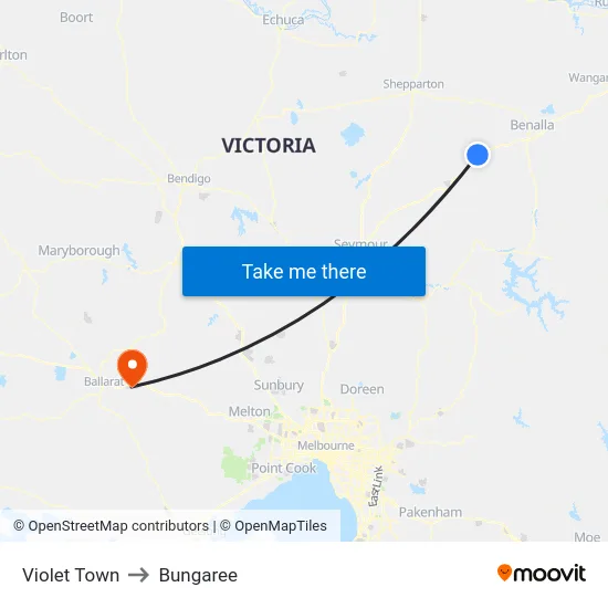 Violet Town to Bungaree map