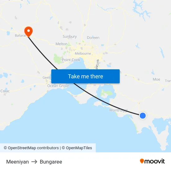 Meeniyan to Bungaree map