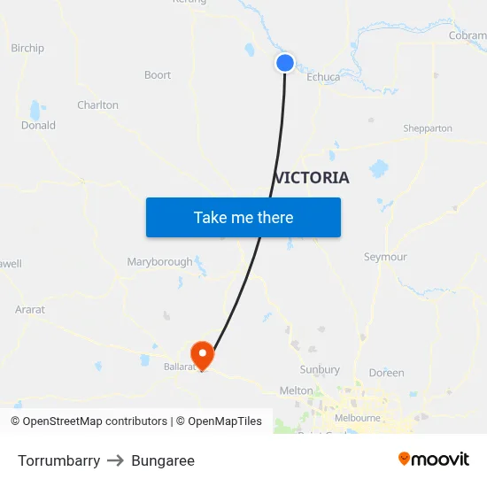 Torrumbarry to Bungaree map