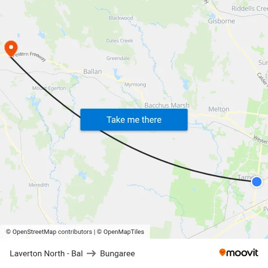 Laverton North - Bal to Bungaree map