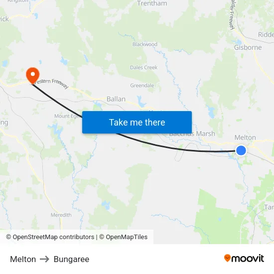Melton to Bungaree map