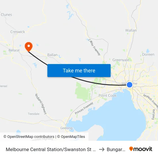 Melbourne Central Station/Swanston St #8 to Bungaree map