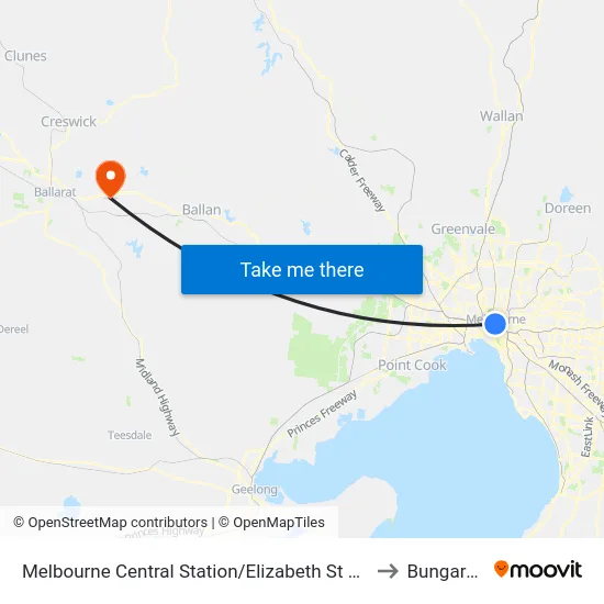 Melbourne Central Station/Elizabeth St #5 to Bungaree map