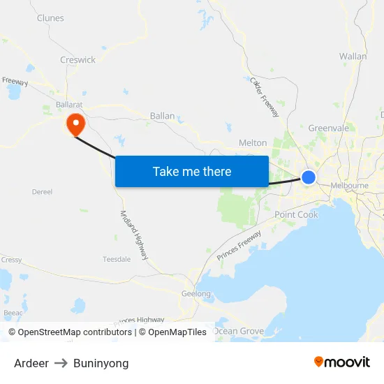Ardeer to Buninyong map