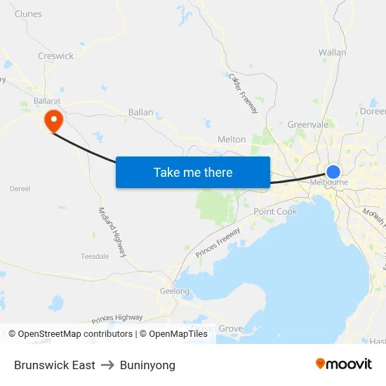 Brunswick East to Buninyong map