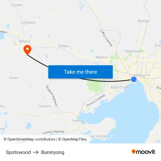 Spotswood to Buninyong map