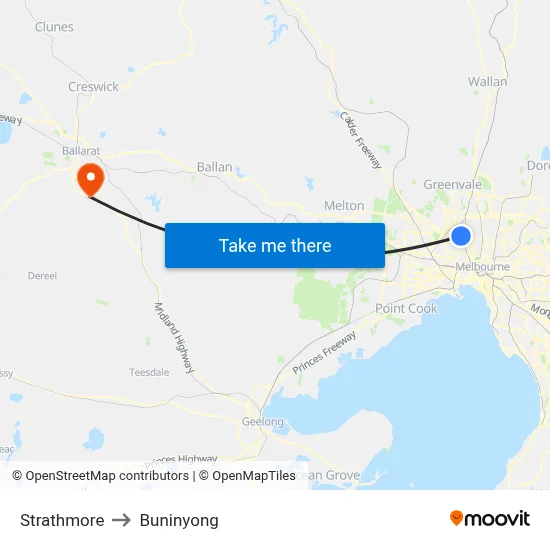 Strathmore to Buninyong map