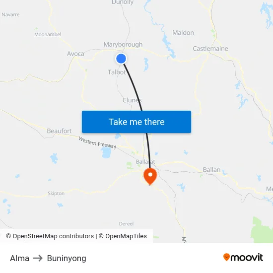 Alma to Buninyong map