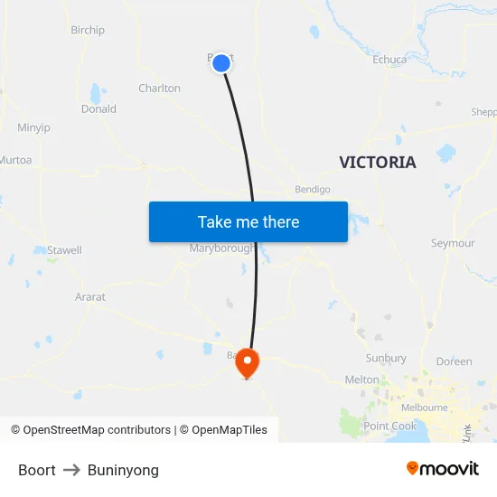 Boort to Buninyong map