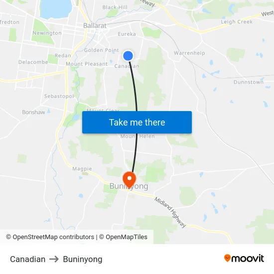 Canadian to Buninyong map