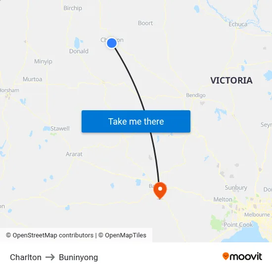 Charlton to Buninyong map