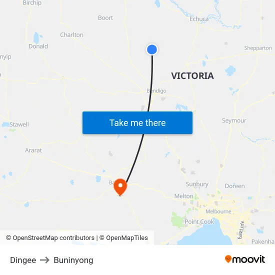 Dingee to Buninyong map