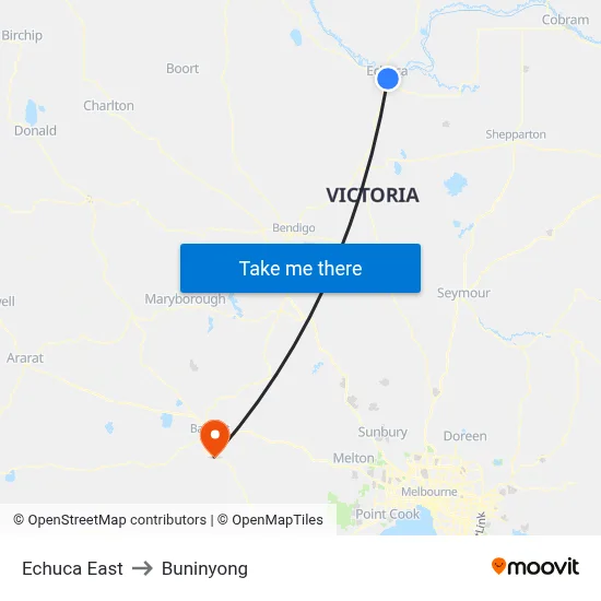 Echuca East to Buninyong map