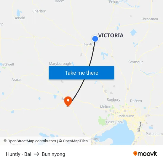 Huntly - Bal to Buninyong map