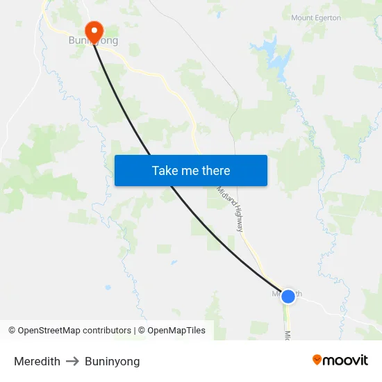 Meredith to Buninyong map