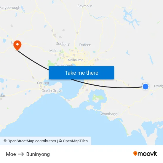 Moe to Buninyong map