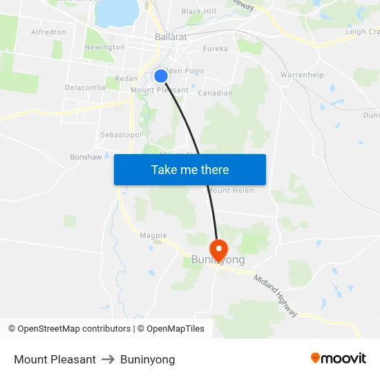 Mount Pleasant to Buninyong map