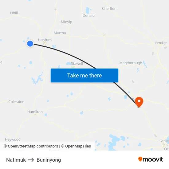 Natimuk to Buninyong map