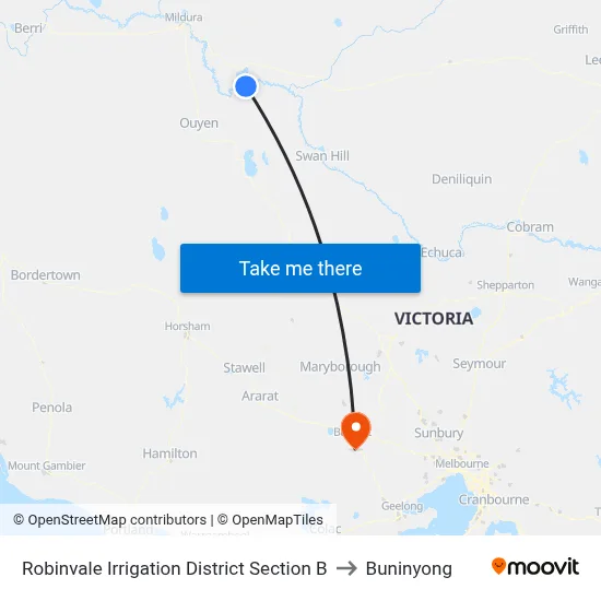 Robinvale Irrigation District Section B to Buninyong map