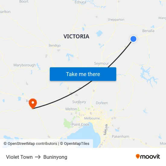 Violet Town to Buninyong map