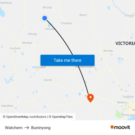 Watchem to Buninyong map